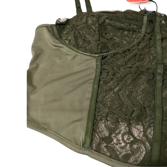 NWT Cider olive green lace mesh corset style bustier top - Picture 8 of 9